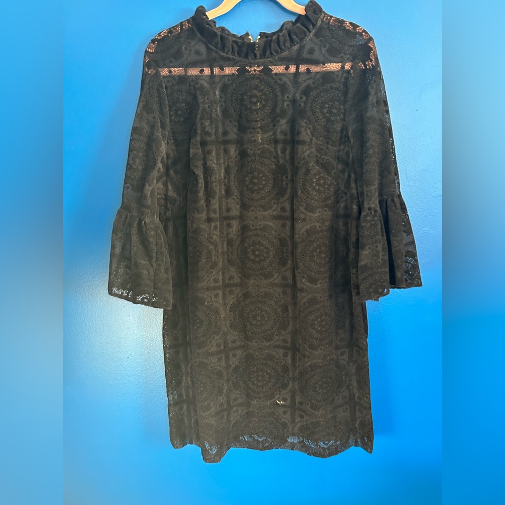 Calvin Klein Black Lace Long Sleeve Dress